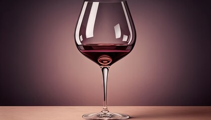  a glass of wine sitting on a table with a purple background in the backround of the glass is a red liquid in the middle of the glass.