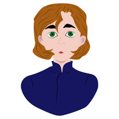 illustrated icon girl expresses different emotions 