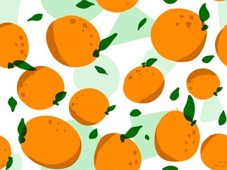Seamless bright pattern with oranges for fabric, print and wallpaper background
