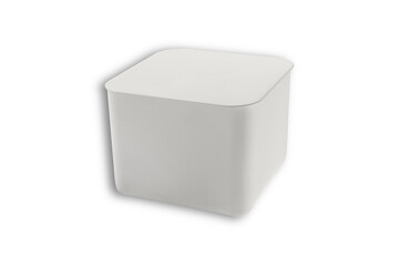 Yoghurt pot on the white background with clipping path. Dairy product packaging mockup.3d rendering.