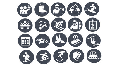 Skiing icons vector design