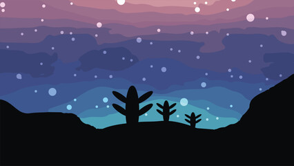 Magical Night Sky, Vector Illustration	
