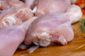 Freshly washed and skinned chicken meat