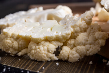 Cauliflower close up during cooking
