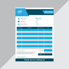 Invoice template design, Local restaurant business creative invoice template, Vector minimalist print-ready design file