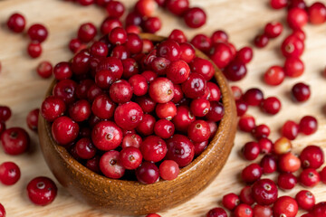 fresh ripe cranberries with drops of pure water