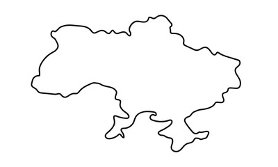 Obraz premium Ukraine Map Silhouette Outline Isolated on White background. Map of Ukraine in line art. Vector illustration