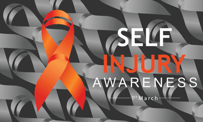Fototapeta na wymiar Vector illustration on the theme of Self Injury awareness day In honor of which occurs annually on March 1st.