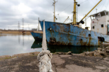 Fototapeta na wymiar old ship ran aground in Ukraine
