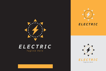 Set of lightning thunder electric energy logo vector design templates with different color styles