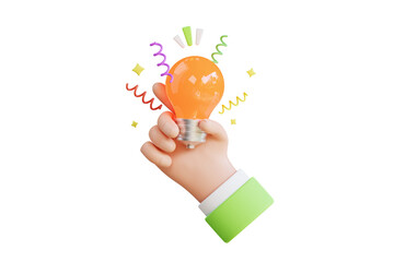 hand holding a light bulb 3d illustration