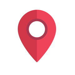 Red map point , location pin isolated from the white background.