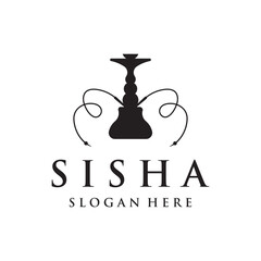 Isolated vintage hookah, shisha or waterpipe Logo design for club, bar, cafe and shop.