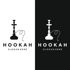 Isolated vintage hookah, shisha or waterpipe Logo design for club, bar, cafe and shop.