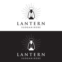 Lantern lamp logo template, street lamp,vintage fire lantern.Logo for business, restaurant.