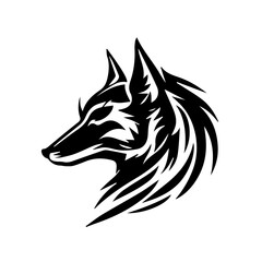 Black and white portrait of a wolf. Vector illustration