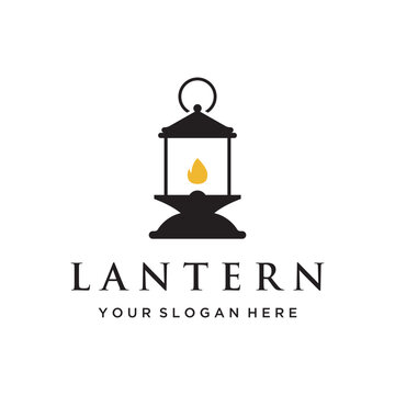 Lantern lamp logo template, street lamp,vintage fire lantern.Logo for business, restaurant.