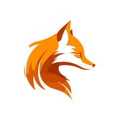 Flat vector illustration of fox portrait isolated on white background