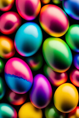 Colorful easter eggs. Generative AI.