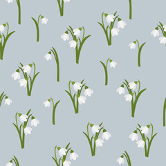 Fototapeta na wymiar Seamless pattern with snowdrops. Spring floral background.