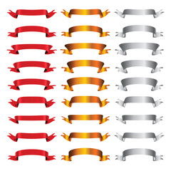 Red, golden and silver banner set.