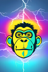 Electric monkey head design. Generative AI