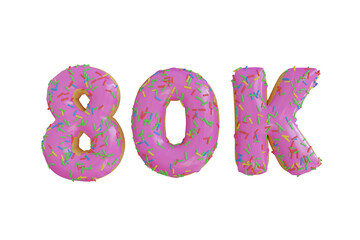 80K Follower Donut 3D Illustration