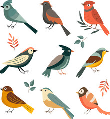 Obraz na płótnie Canvas birdies set on white background, vector