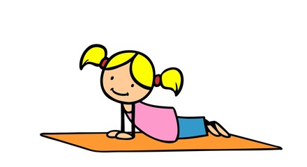 Girl makes the cobra pose at children's yoga