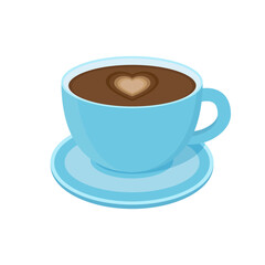  Cup of coffee with heart. Color vector illustration, isolated.