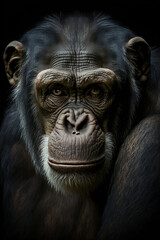 Dramatic portrait of a chimp, generative AI