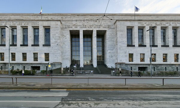 Justice Palace (Palazzo di Giustizia) designed by Marcello Piacentini, in the center of Milan, Italy.