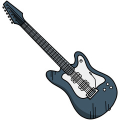 Obraz na płótnie Canvas vintage electric guitar doodle illustration. Hand drawn icon of a musical instrument.