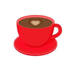Cup of coffee with heart. Color vector illustration, isolated.