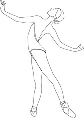 Vector line ballet dancer illustration.