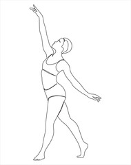 Vector line ballet dancer illustration.