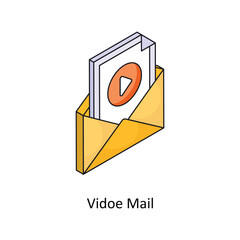 Video Mail Vector Isometric Filled Outline icon for your digital or print projects.