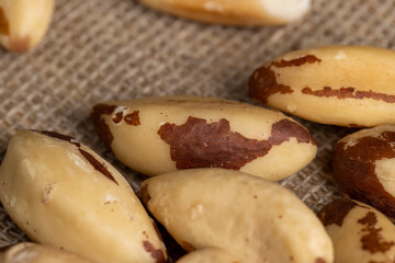 High-quality Brazil nuts peeled from the shell on the table