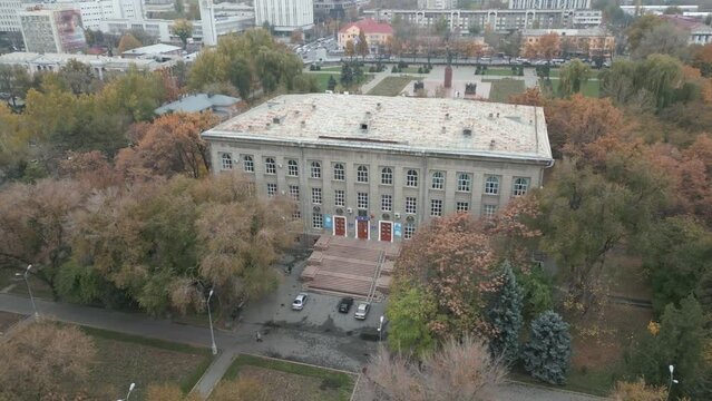 Bishkek Bayalinov Library drone footage. High-quality 4k footage