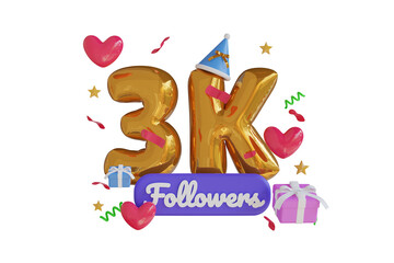 Fototapeta premium 3K Follower Gold 3D Illustration