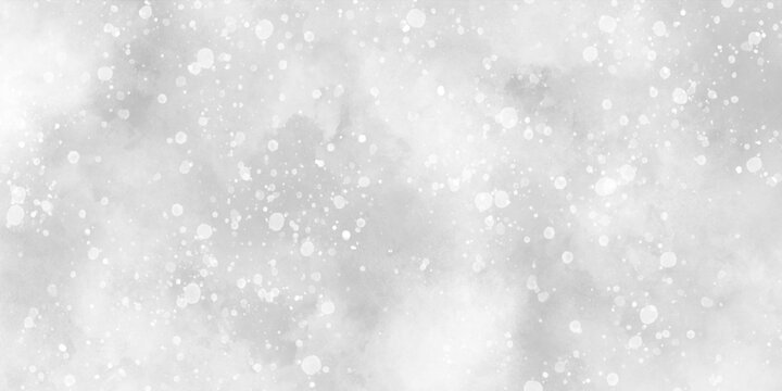 white blur abstract background snow is falling randomly, flakes falling randomly on clouds, beautiful white watercolor background with glitter particles, white bokeh background for wallpaper.