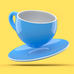 Ceramic coffee cup for cappuccino, americano, espresso, mocha, latte on yellow