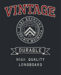 Obraz premium Superior denim, vintage urban brand graphic for t-shirt. Original clothes design with grunge. Authentic apparel typography. Retro sportswear print. Vector illustration.