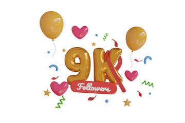 9K Follower Gold 3D Illustration