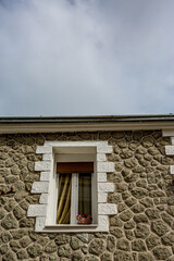 Greek style countryside window with decoration near Meteora in Greece