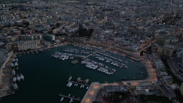 Veduta aerea della citt&agrave; di Bisceglie in Puglia con drone.