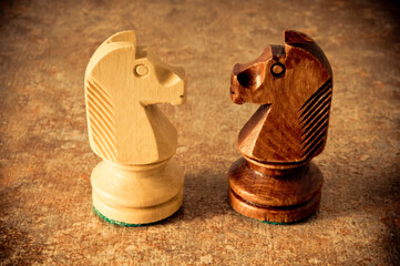 two chess knights confronting