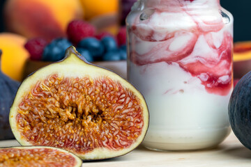 Ripe sweet figs cut into pieces