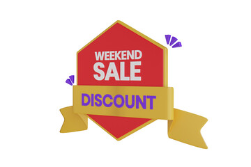 Weekend Sale Discount 3D Illustration