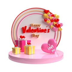 Happy Valentine's Day 3D Render Label